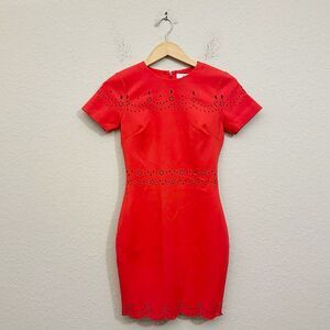 LIKELY Eyelet Manhattan Mini Dress Red Short Sleeve Party NWT *FLAWS*